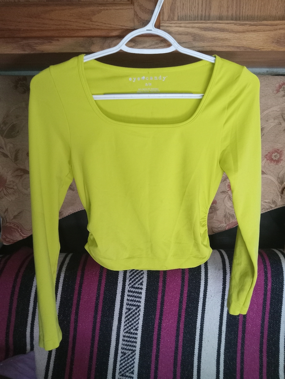 eye candy Neon Lime Long Sleeve Scoop Neck Top
